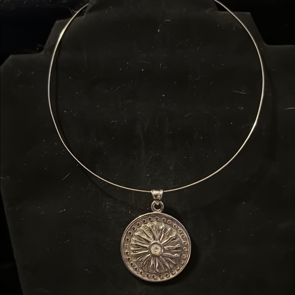 Silver Sunburst Pendant Necklace